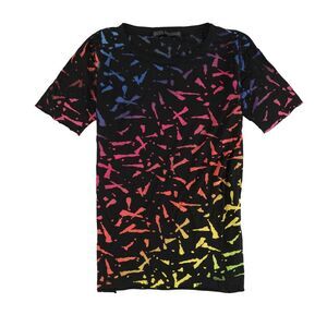 Evil Genius Womens Gradient Slash Pattern Graphic T-Shirt, NWT